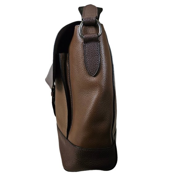 Coach Hudson Brown Leather Colorblock Messenger Laptop Crossbody Bag - Picture 5 of 13